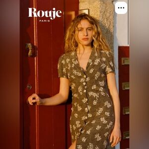 Rouje Olive Floral Midi Dress